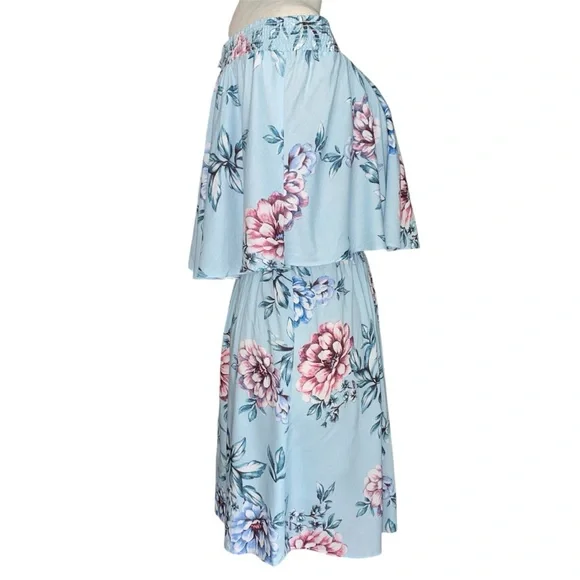 Show Me Your Mumu NWT Casita Mini Dress Wildflower Breeze Off Shoulder M Blue - Picture 7 of 14